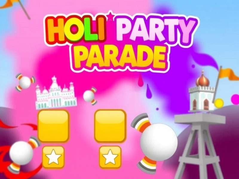 Colorful Holi Festival Celebration in the Game Holi Party Parade Game Main Screen